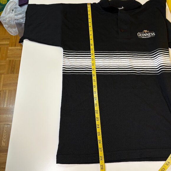 Guinness Draught Embroidered Mens Striped‎ Golf Polo Shirt Sz Medium Black White - Picture 6 of 7